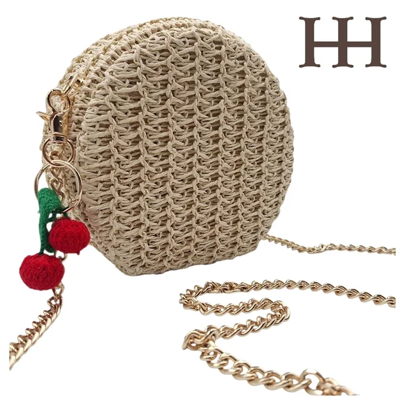 Haute Hippie Natural Raffia Round Crossbody Bag - Picture 1 of 13